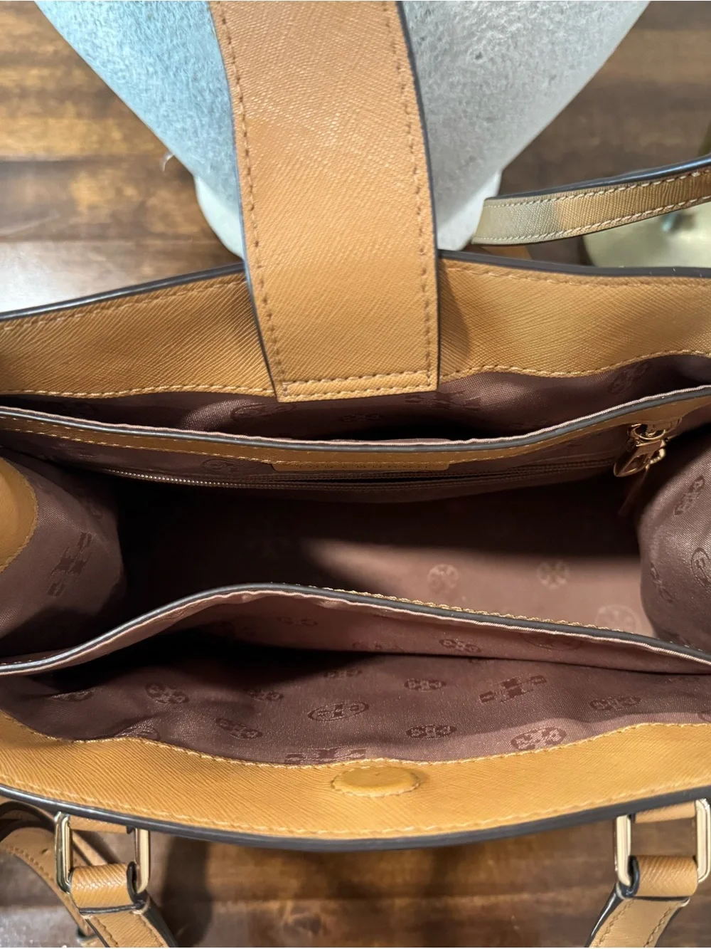 Tory Burch Camel/Tan Leather Structured Crossbody Tote